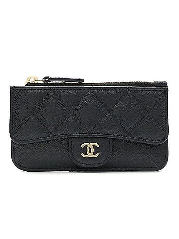 Chanel CHANEL Matelassé Coco Mark Business Card Holder/Card Case/Fragment Case/Wallet/Coin Purse, Caviar Leather, Black AP2570 (view 1)