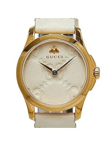 Gucci Gucci G-Timeless Bee Watch YA126580A 126.5 Quartz Beige Dial Stainless Steel Leather Women's GUCCI (view 1)