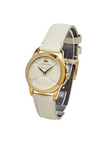 Gucci Gucci G-Timeless Bee Watch YA126580A 126.5 Quartz Beige Dial Stainless Steel Leather Women's GUCCI (view 2)