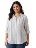 Woman Within 100% Cotton Stripes Button-Down Shirt Size L - photo 1