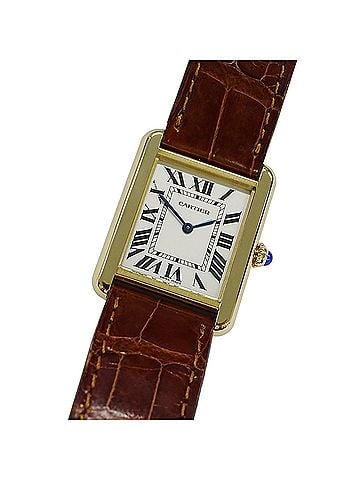 Cartier Cartier women's watch, Tank Solo SM, quartz, 750YG, leather strap, W1018755, square shape. (view 1)