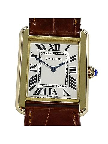 Cartier Cartier women's watch, Tank Solo SM, quartz, 750YG, leather strap, W1018755, square shape. (view 2)