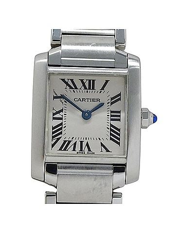 Cartier Cartier women's watch, Tank Française SM, quartz movement, stainless steel (SS), W51008Q3, silver/ivory. (view 2)