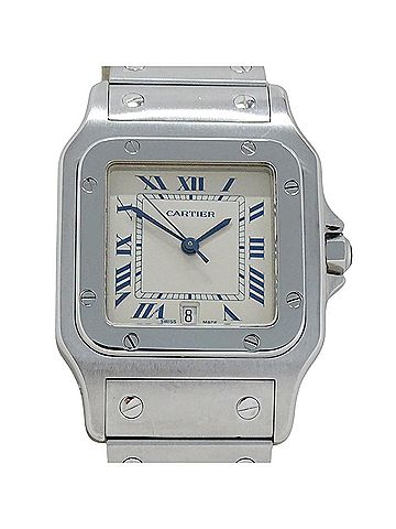 Cartier Cartier men's watch, Santos Galbee LM, date, quartz movement, stainless steel (SS), W20018D6, silver/ivory. (view 2)