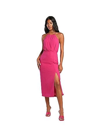 Lulus Dreamy Date Night Magenta Sleeveless Midi Dress Size Cocktail Dress (view 1)