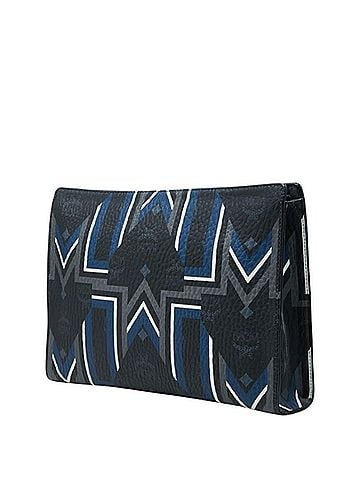 MCM MCM Logo Clutch Bag, Second Black, Gray, Blue Leather, Women's. (view 2)