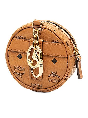 MCM MCM Visetos Round Handbag Pouch Shoulder Brown Leather Women's (view 2)