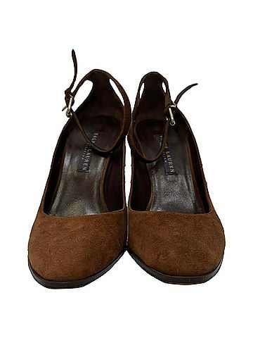 Ralph Lauren Ralph Lauren Collection Buckle Pumps in Brown Leather and Suede (view 2)