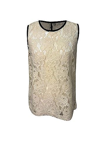 Dolce & Gabbana Dolce and Gabbana Lace Tank Top in Cream Cotton (view 1)