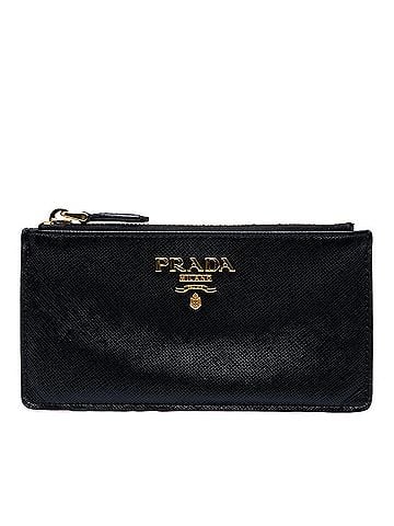 Prada Prada Saffiano Fragment Case Wallet/Coin Purse 1MC054 Black Leather Women's PRADA (view 1)