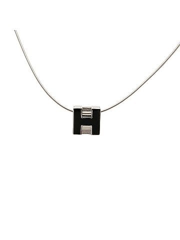 Hermès Hermes Cage d'H H Cube Chain Pendant Necklace, Silver and Black Metal, Women's HERMES (view 1)
