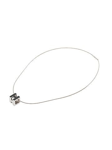 Hermès Hermes Cage d'H H Cube Chain Pendant Necklace, Silver and Black Metal, Women's HERMES (view 2)