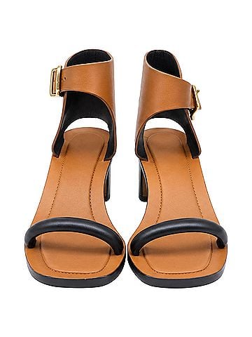 Céline Celine Bam Bam Sandal Heels in Brown Leather (view 2)