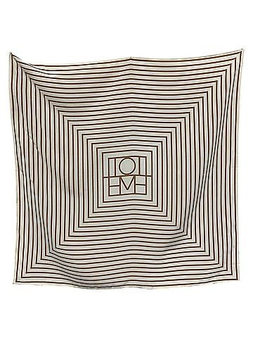 Totême Totême Striped Logo-Print Scarf in Cream Silk (view 2)