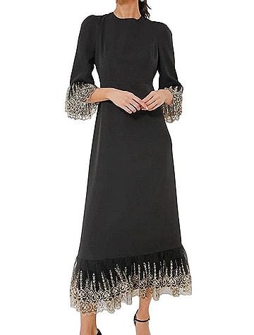 Pomander Place Tuckernuck Black Lillith Gold Embroidered Lace Cocktail Dress (view 1)