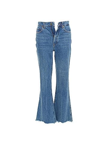 Khaite Khaite Stone Washed Flare Cropped Jeans (view 1)
