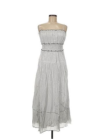 J.Crew Silver Crinkle Maxi Dress Casual Dress (view 1)