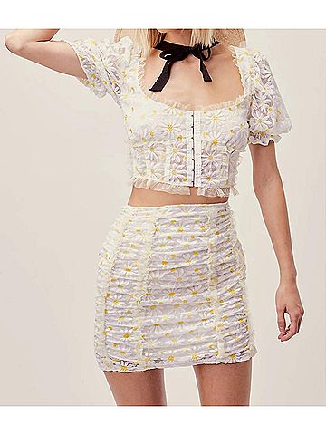 For Love & Lemons Brulee Mini Skirt in Daisy (view 2)