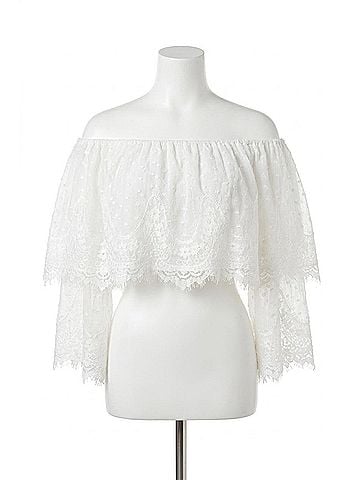 Show Me Your Mumu Laurel Crop Top in White Lace (view 1)