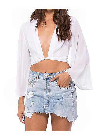 Show Me Your Mumu Jordyn Tie Top in White (view 2)