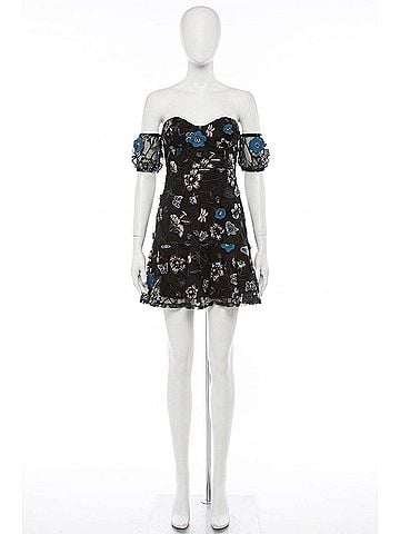 For Love & Lemons Botanic Strapless Dress in Black Floral (view 1)