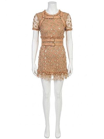 For Love & Lemons Golden Garden Tulle Mini Dress in Gold (view 1)