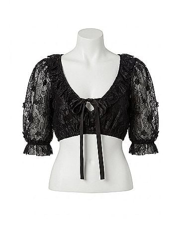 For Love & Lemons Loretta Cropped Blouse in Black (view 1)