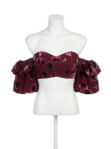 For Love & Lemons Sophie Velvet Floral Top in Pansy (view 1)