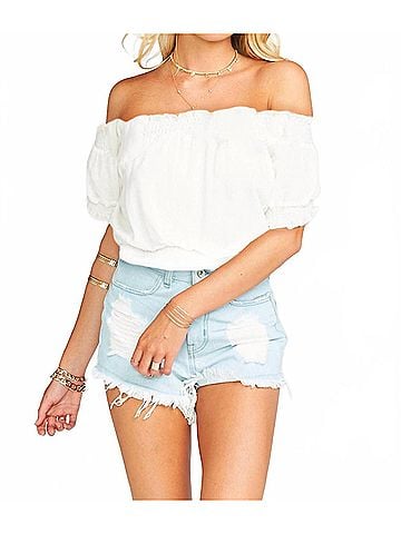 Show Me Your Mumu Gigi Smocky Top in White (view 2)