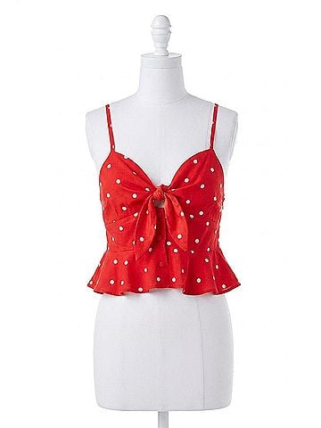 For Love & Lemons Natalia Dot Crop in Red Dot (view 1)