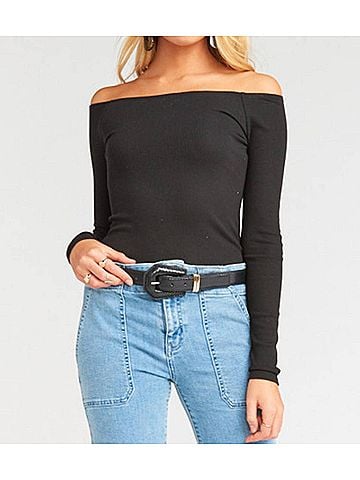 Show Me Your Mumu Marnie Top in Black Rib (view 2)