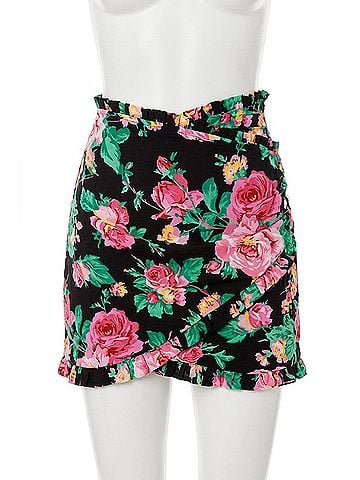 For Love & Lemons Becca Mini Skirt in Black (view 1)