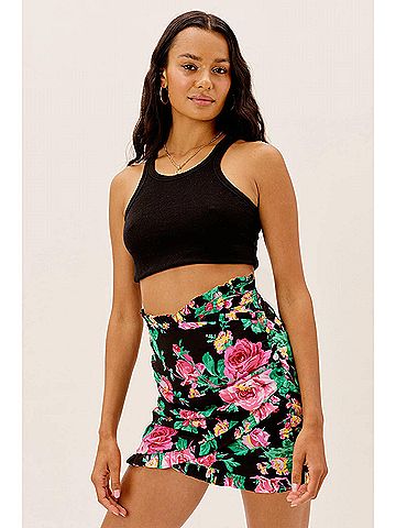 For Love & Lemons Becca Mini Skirt in Black (view 2)