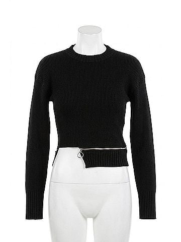 For Love & Lemons Annie Zipper Sweater in Black (view 1)