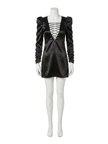 For Love & Lemons Prince Lace Up Mini Dress in Black (view 1)