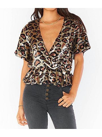 Show Me Your Mumu Eve Top in Party Cheetah Sequins (view 2)