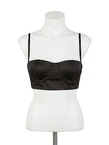 For Love & Lemons La Annabelle Crop Top in Black (view 1)