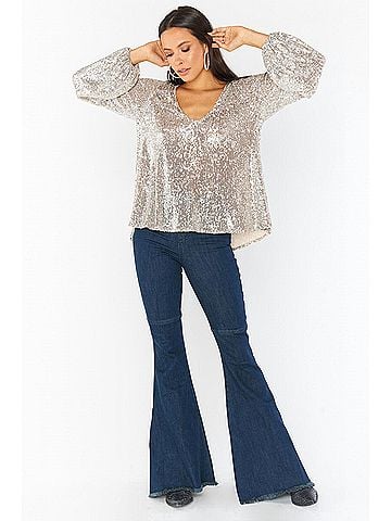 Show Me Your Mumu Chelsea Top in Platinum Sequins (view 2)