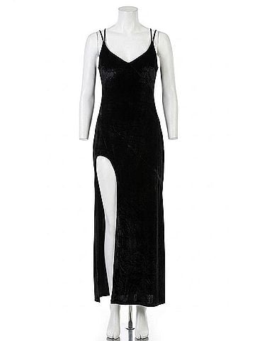 For Love & Lemons Nadine Velvet Maxi Dress in Noir (view 1)