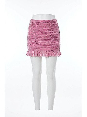 For Love & Lemons Lusk Mini Skirt in Pink Velvet (view 1)