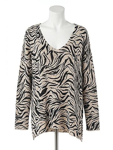 Show Me Your Mumu Hug Me Sweater in Coconut Zebra Knit (view 1)