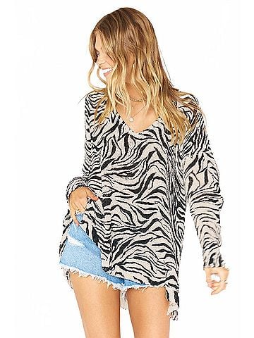 Show Me Your Mumu Hug Me Sweater in Coconut Zebra Knit (view 2)