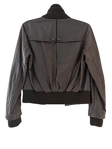 Reiss Chocolate Leather Bomber Jacket Leather Jacket (view 2)