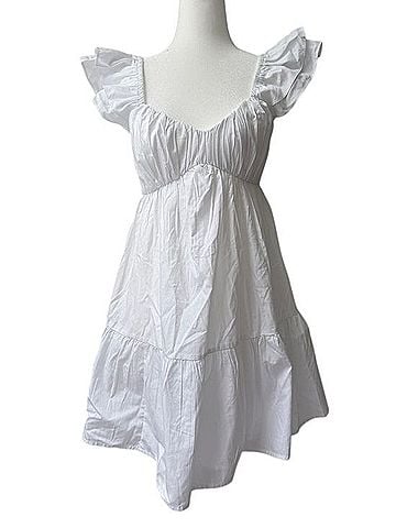 Abercrombie & Fitch White Ruffle Tiered Mini Dress Casual Dress (view 1)