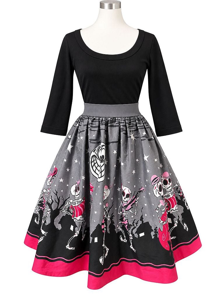 Pinup Couture Allison Dress in Skeleton Band Cocktail Dress