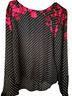 Kohl's Floral Stripes Black Pink Blouse Size XL - photo 2