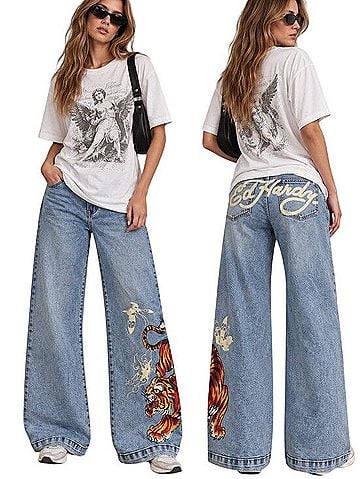 Ed Hardy Tiger Tattoo Graphic Jeans (view 1)