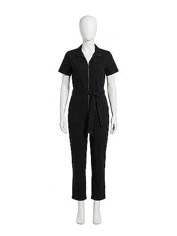 Skies Are Blue Maverick Short Sleeve Jumpsuit in Black (view 1)