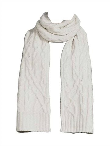 DKNY Women's Cable Knit Scarf in Gray (view 1)