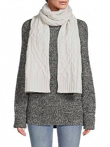 DKNY Women's Cable Knit Scarf in Gray (view 2)